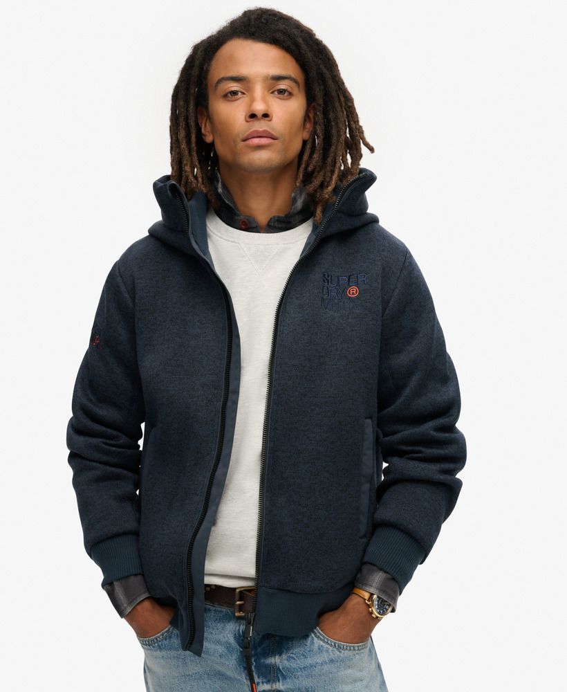 Hooded Bonded Knit Bomber Jacket